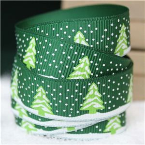 Go Grosgrain - 15mm Snow Trees /Forest